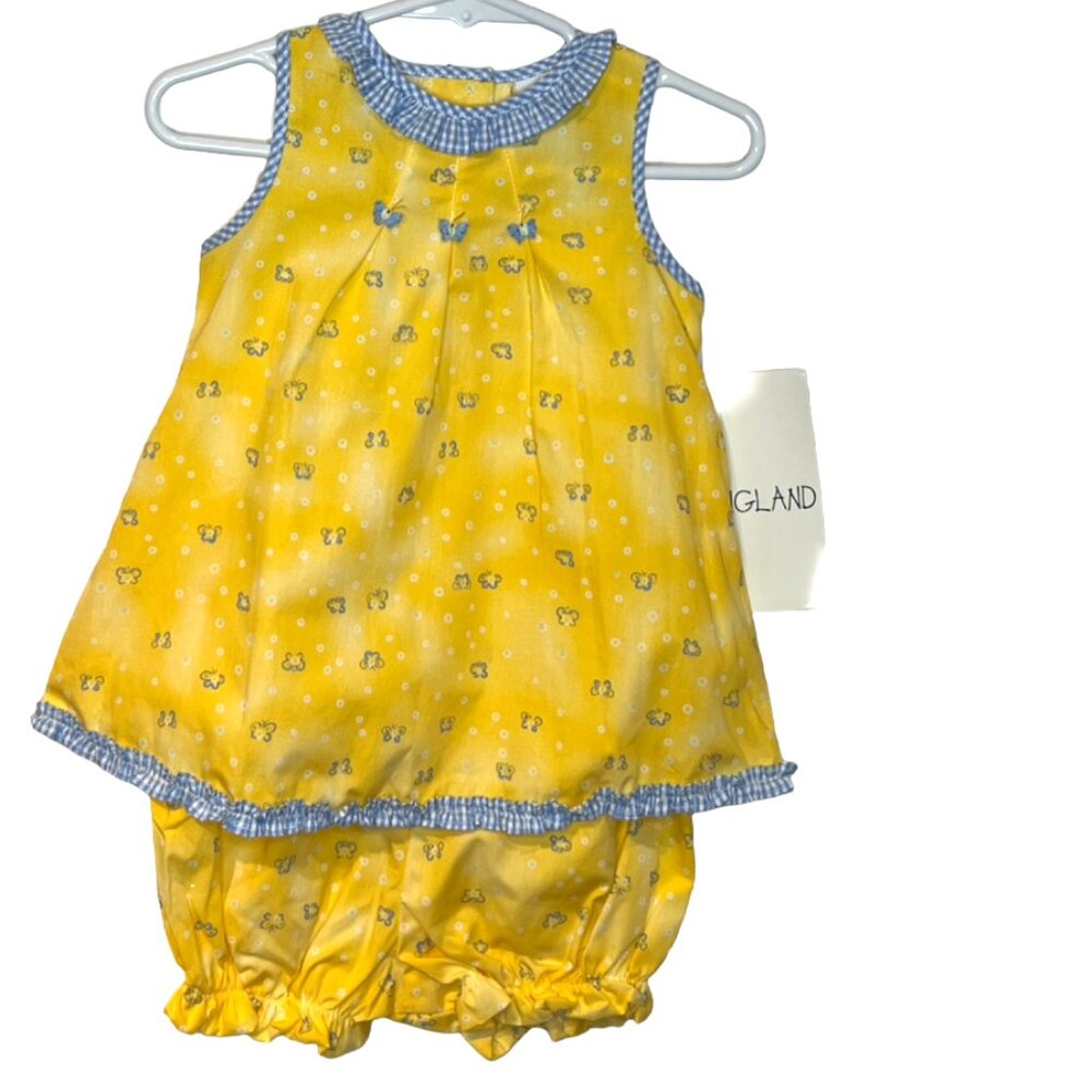 Youngland - NWT girls 6-9mo yellow and blue butterfly print dress